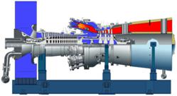 Hitachi combustion turbine model. The image and model shown are property of Hitachi Power Systems America (www.hitachipowersystems.us) and not owned by Wamar.